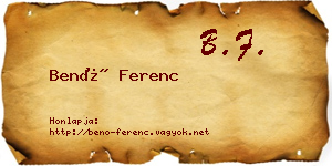 Benő Ferenc névjegykártya