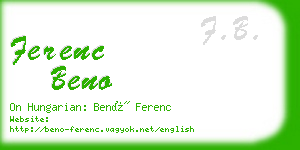 ferenc beno business card